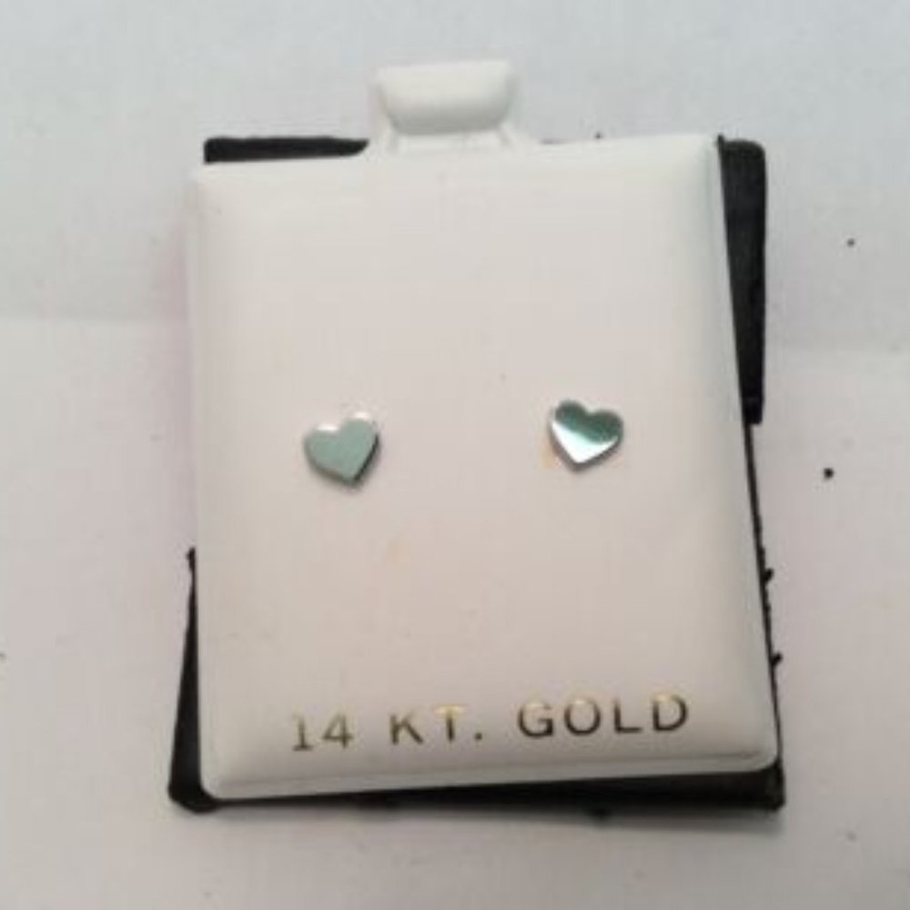 Baby Girls 14K White Real Gold Heart Screw Back Stud Post Earrings small